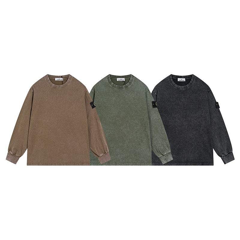 Stone Island Washed Vintage Oversized Long-Sleeve Tee