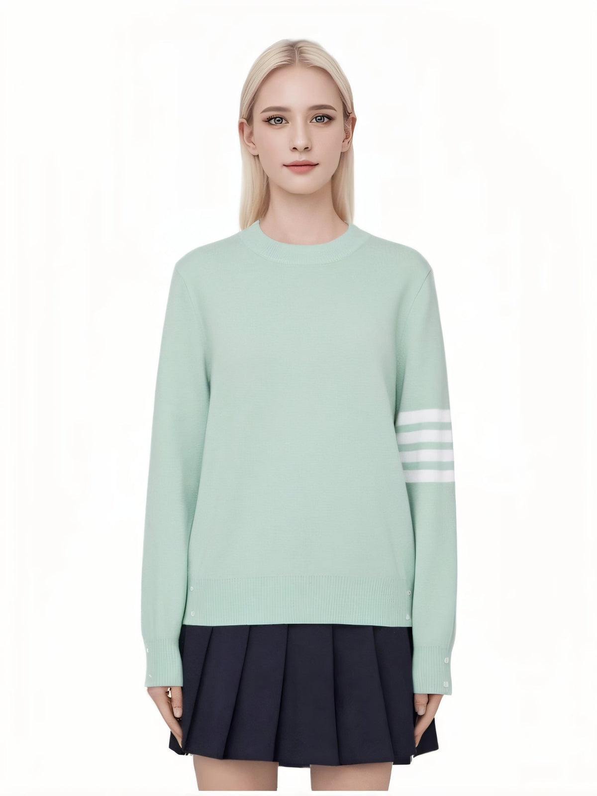 Unisex sweater by Thom Browne, knitwear detail view