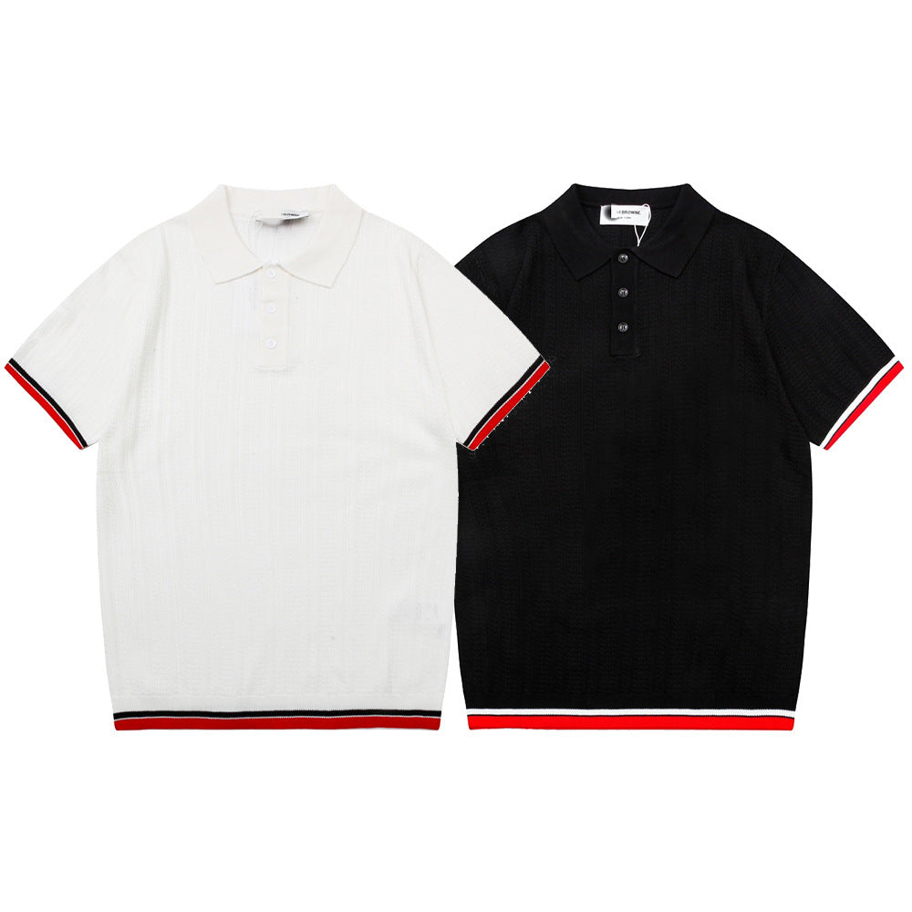 Four-Bar Stripe Knit Polo by Thom Browne, product detail view