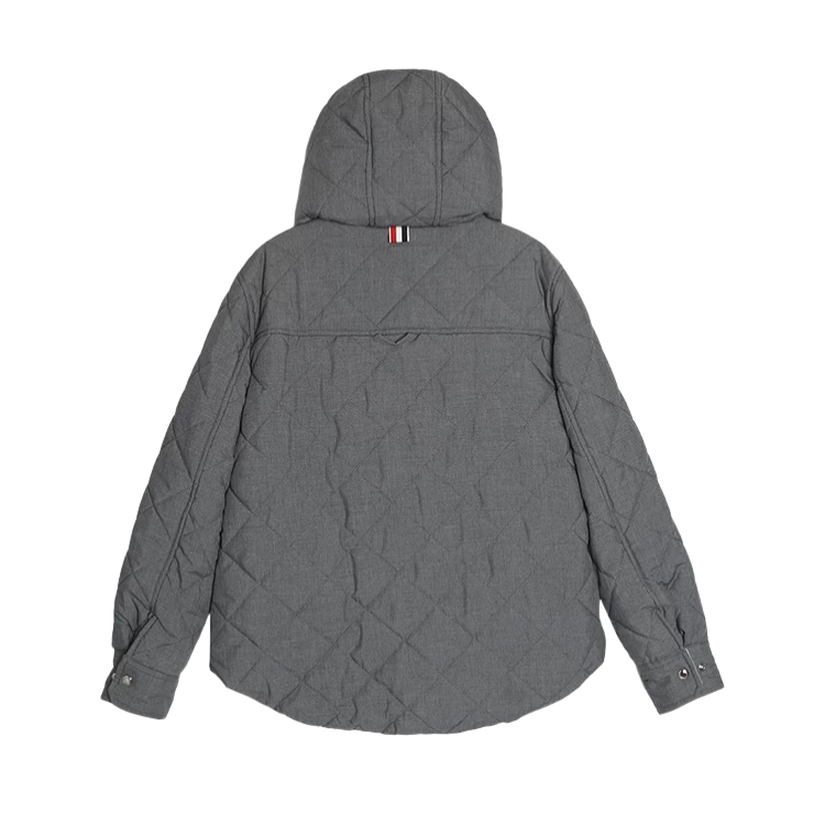 Women's coat by Thom Browne, outerwear detail view