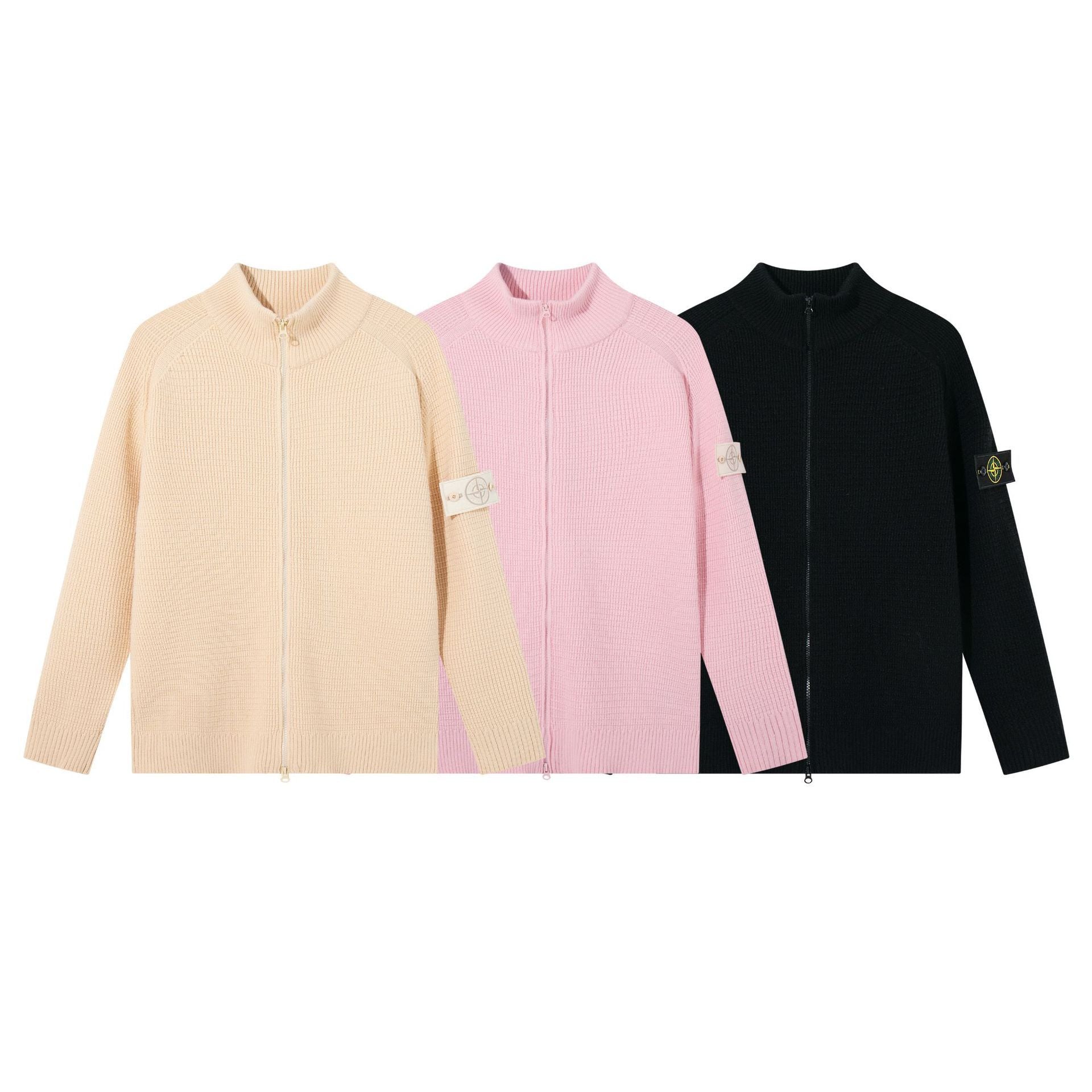 Stone Island Mock-Neck Zip-Up Knit Cardigan