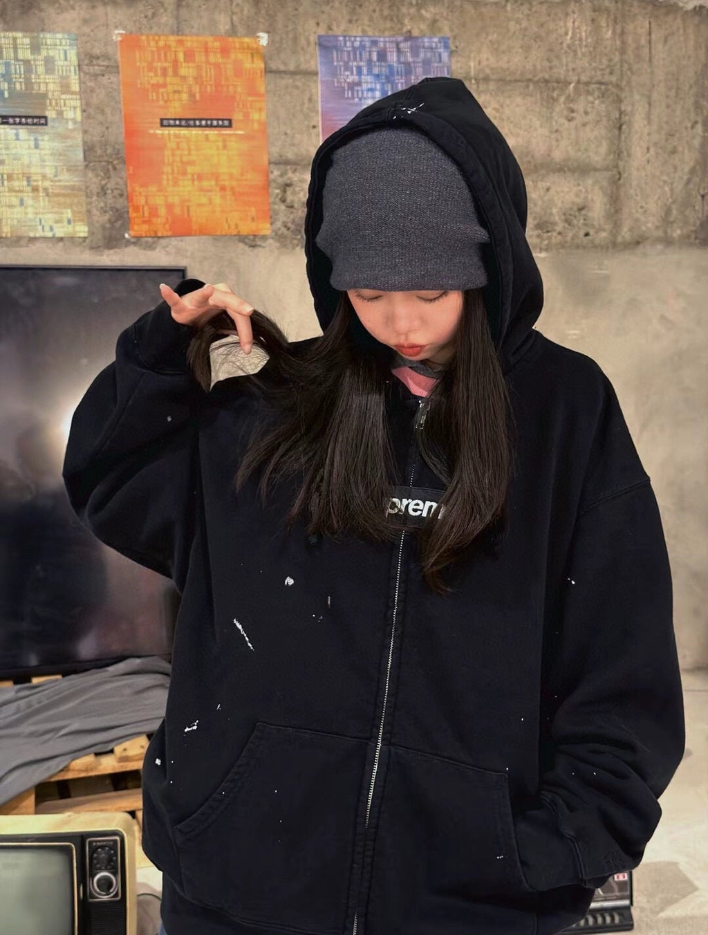 Ink Splash Zip Hoodie