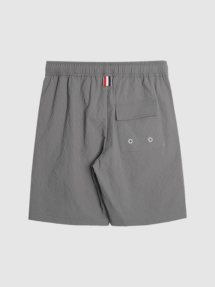 Thom Browne Style Men's Casual Shorts with Signature Four-Bar Detail - Image 3