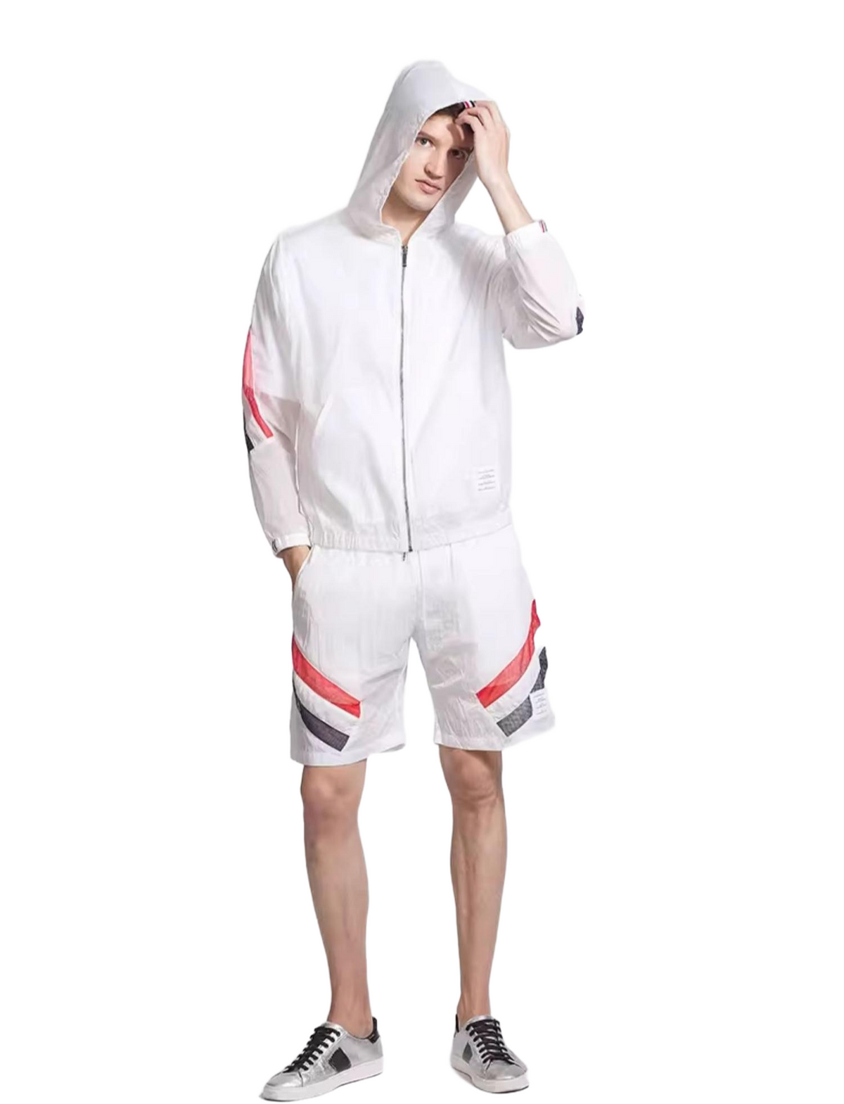 Thom Browne Style Men's diagonal striped beach pants - Image 4