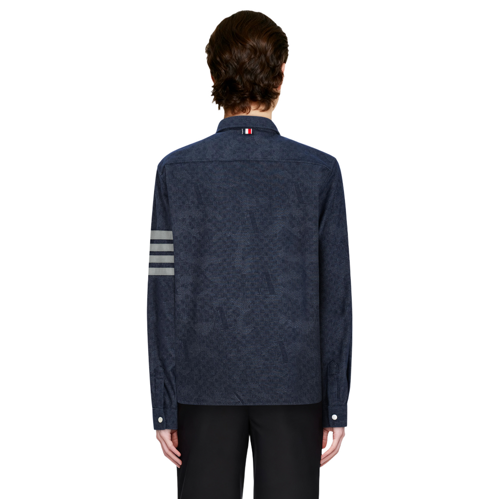 denim shirt by Thom Browne, outerwear detail view