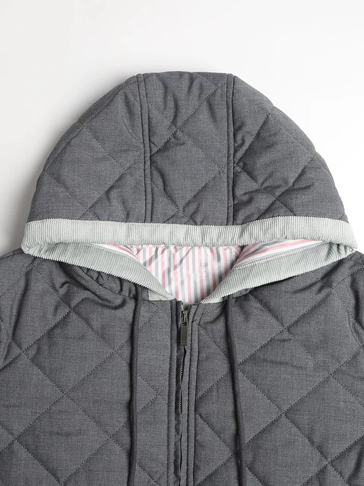 Women's coat by Thom Browne, outerwear detail view