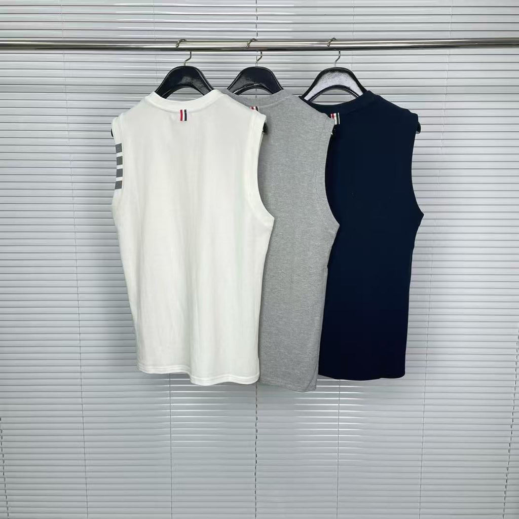sleeveless T-shirt by Thom Browne, product detail view