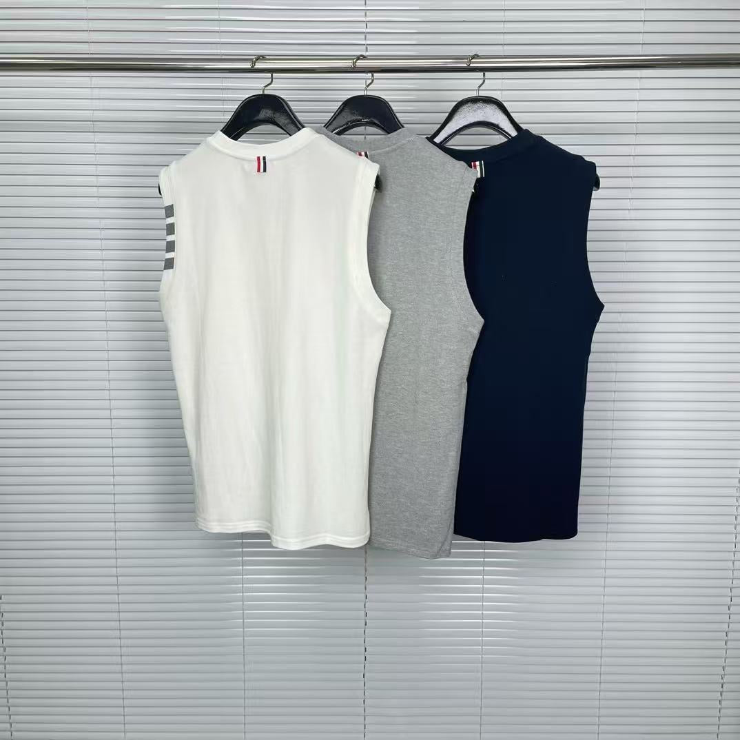 sleeveless T-shirt by Thom Browne, product detail view