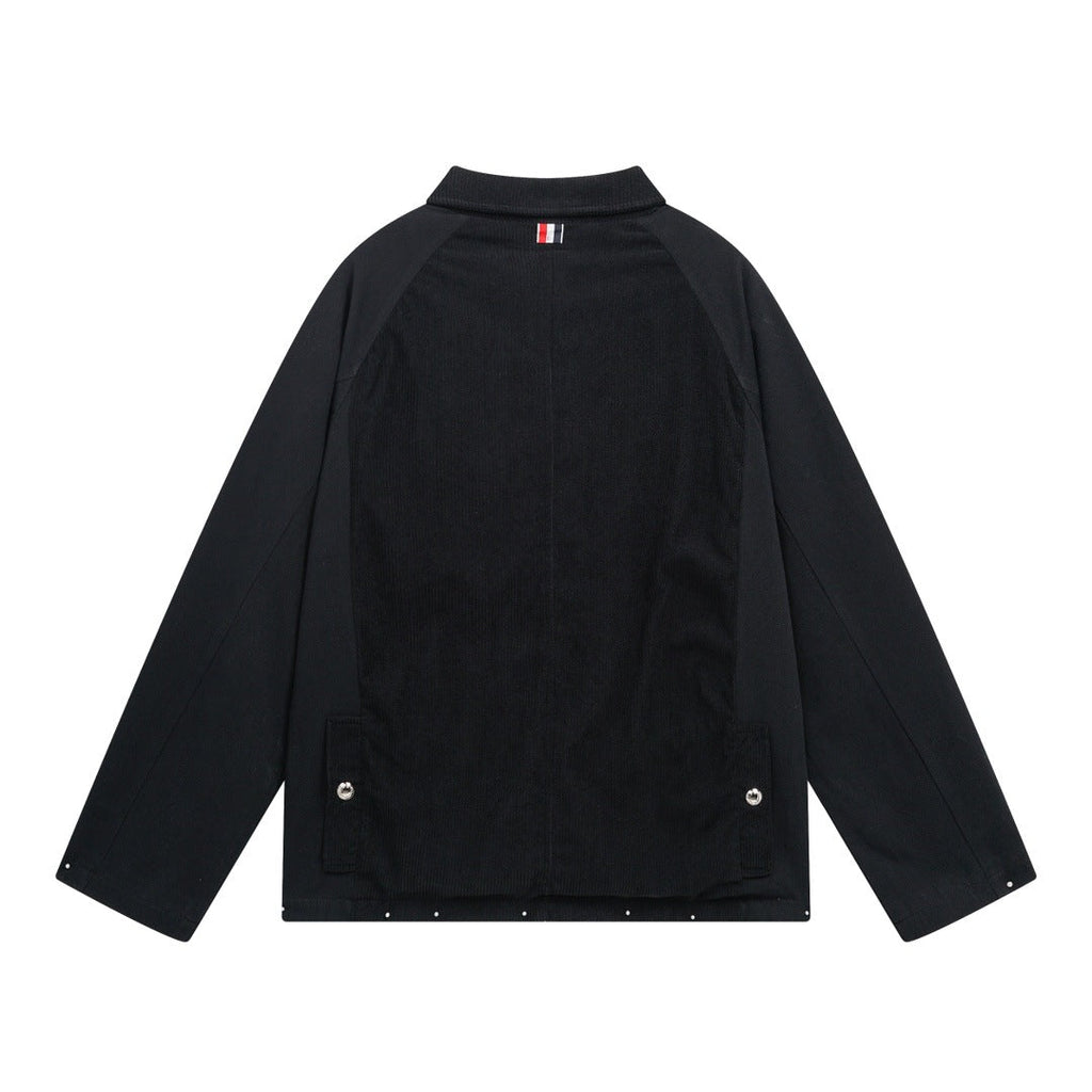 4 - Bar Utility Pocket Jacket with Signature Grosgrain Detail by Thom Browne, outerwear detail view