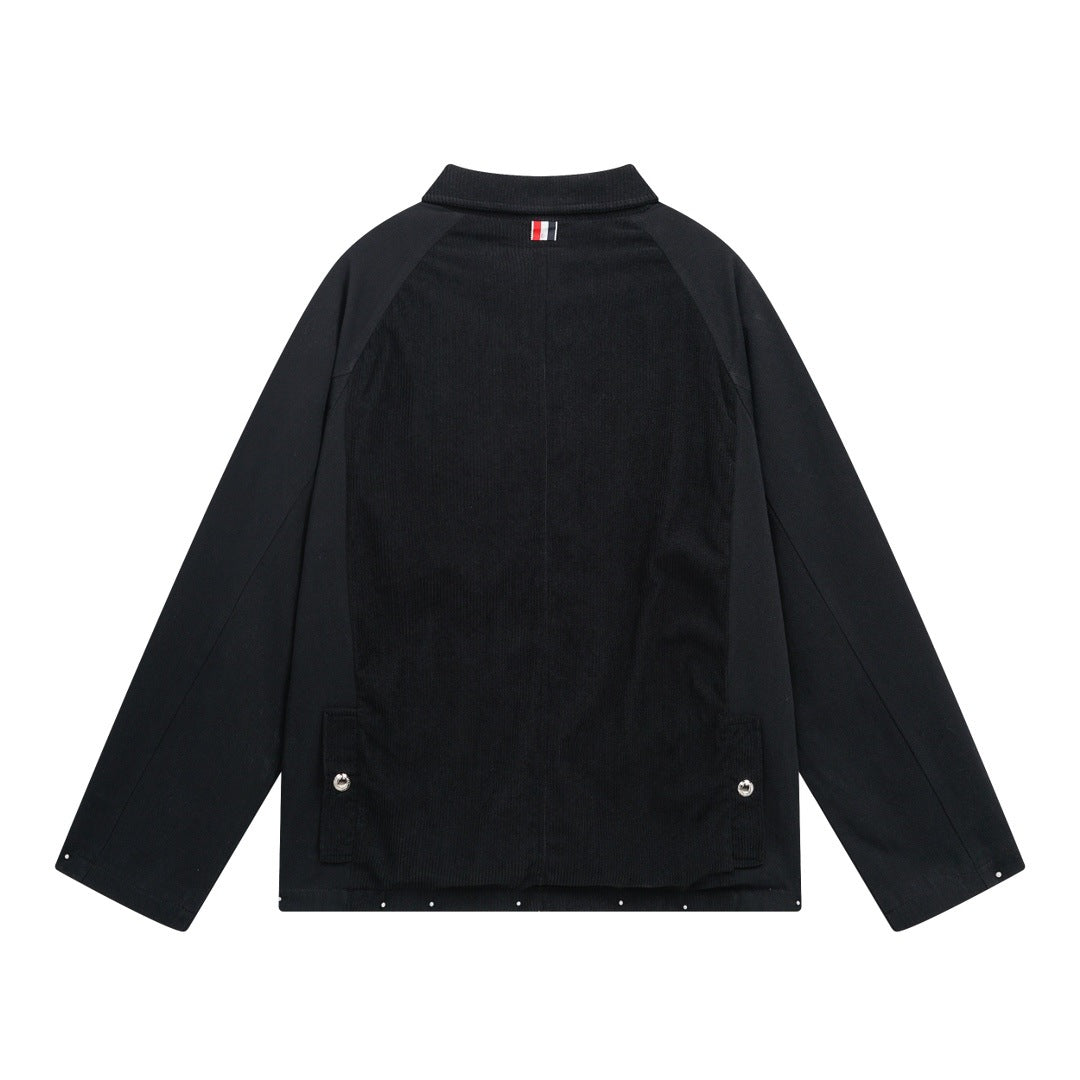 4 - Bar Utility Pocket Jacket with Signature Grosgrain Detail by Thom Browne, outerwear detail view