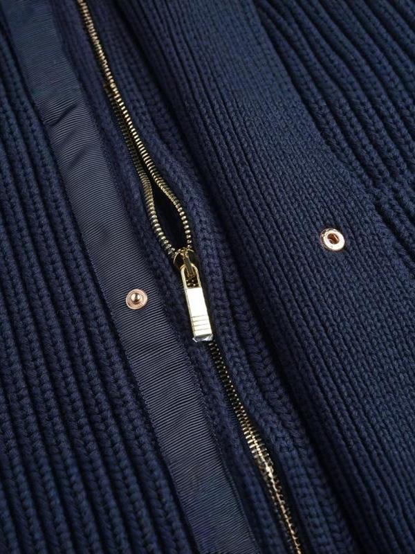 Chunky knit cardigan by Thom Browne, outerwear detail view