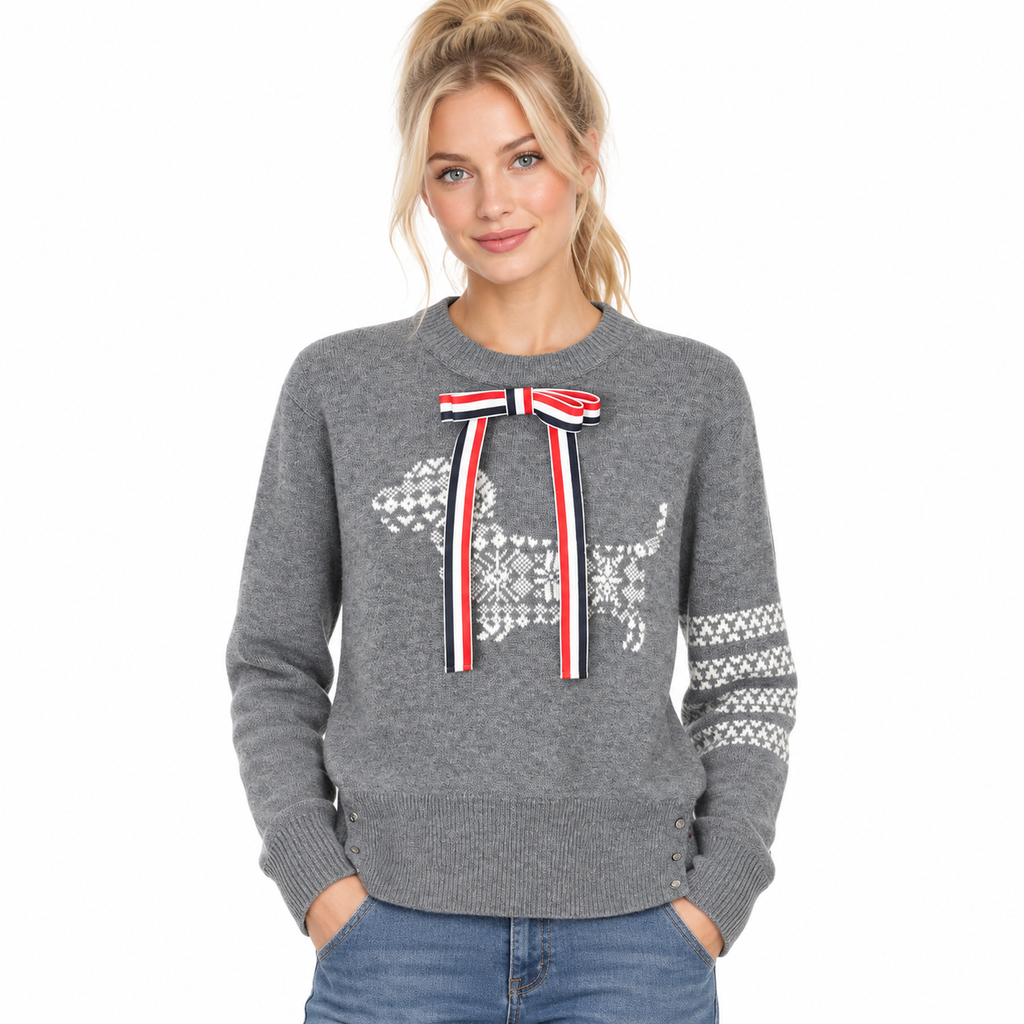 Snowflake Dog Knitted Sweater - Model Main Image