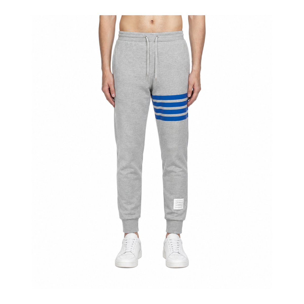 Thom Browne Style Men's Casual Sweatpants - Cotton Signature Four-Bar Detail - Main Image