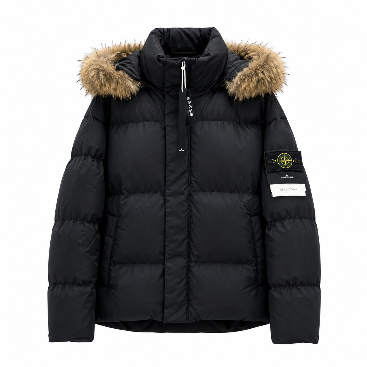 Stone Island PU Shell Detachable Fur-Collar Padded Jacket