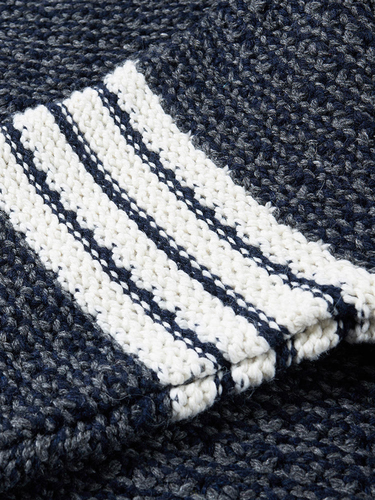 Snowflake Chunky Wool Crewneck Sweater by Thom Browne, knitwear detail view