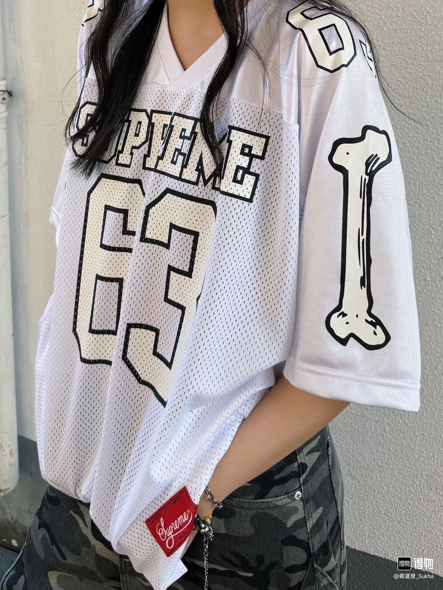 Bones Logo Patch Mesh Football Jersey