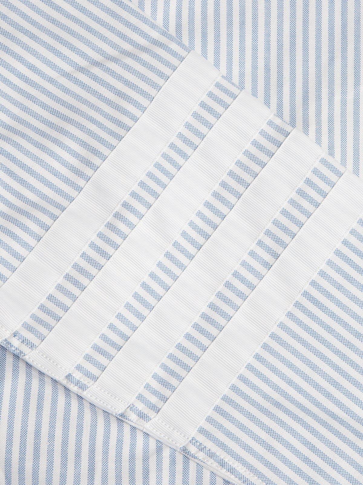 Men's Striped Long-Sleeve Shirt — Classic Button Collar by Thom Browne, shirt detail view