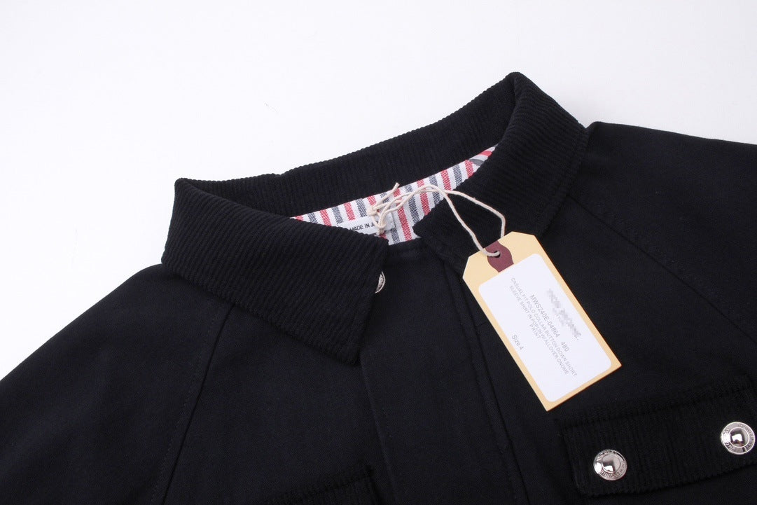 4 - Bar Utility Pocket Jacket with Signature Grosgrain Detail by Thom Browne, outerwear detail view