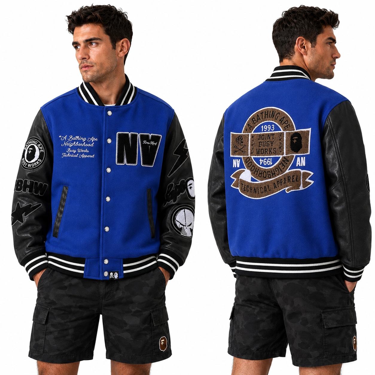 BAPE Leather Long Sleeve Baseball Jacket