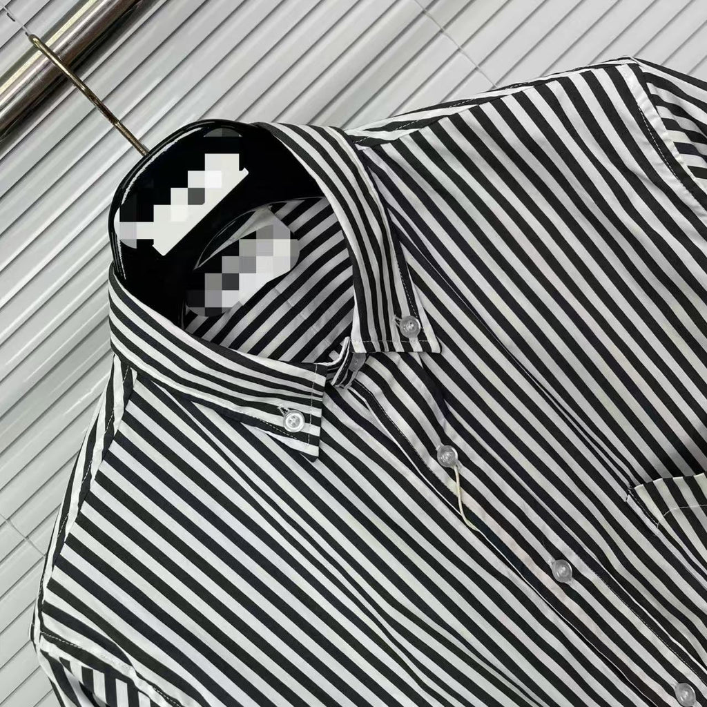 Striped Sailboat Embroidered Shirt — Unisex Short-Sleeve by Thom Browne, shirt detail view