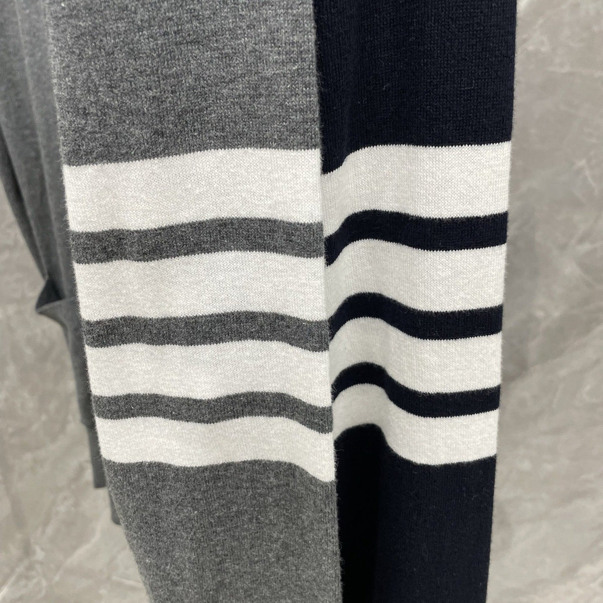 Tennis Racket Jacquard V-Neck Knit Cardigan by Thom Browne, knitwear detail view