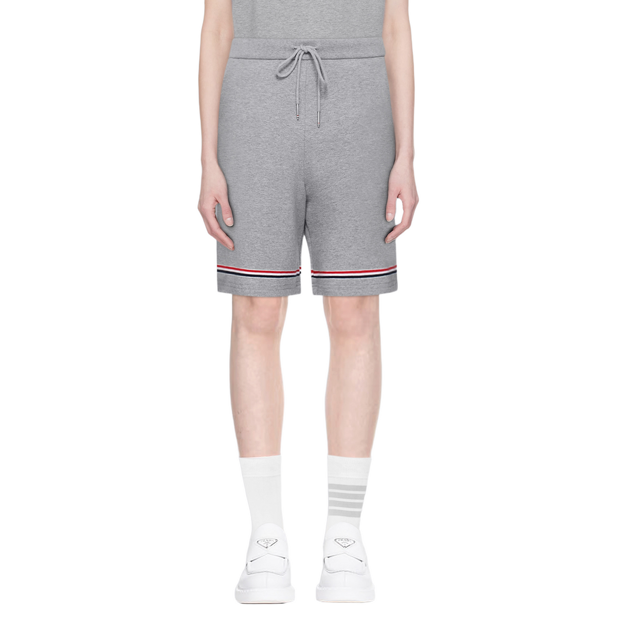 Thom Browne Style Tricolor ribbon unisex shorts - Image 6