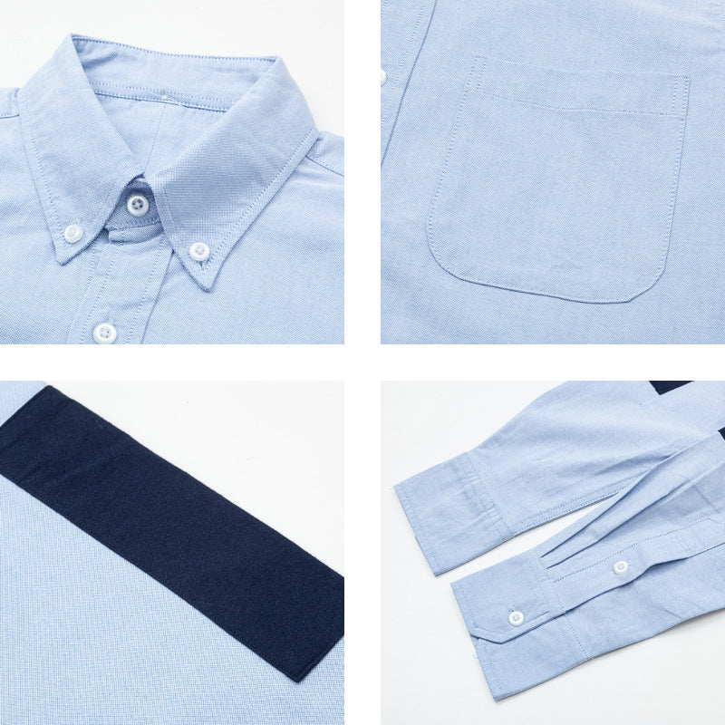 Men's Double Sleeve Patches Contrast Shirt by Thom Browne, shirt detail view