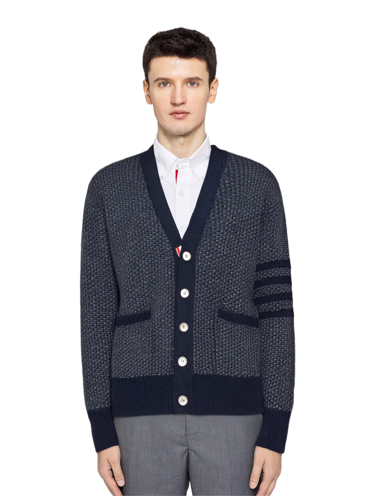 Men's Sweater Jacket by Thom Browne, knitwear detail view