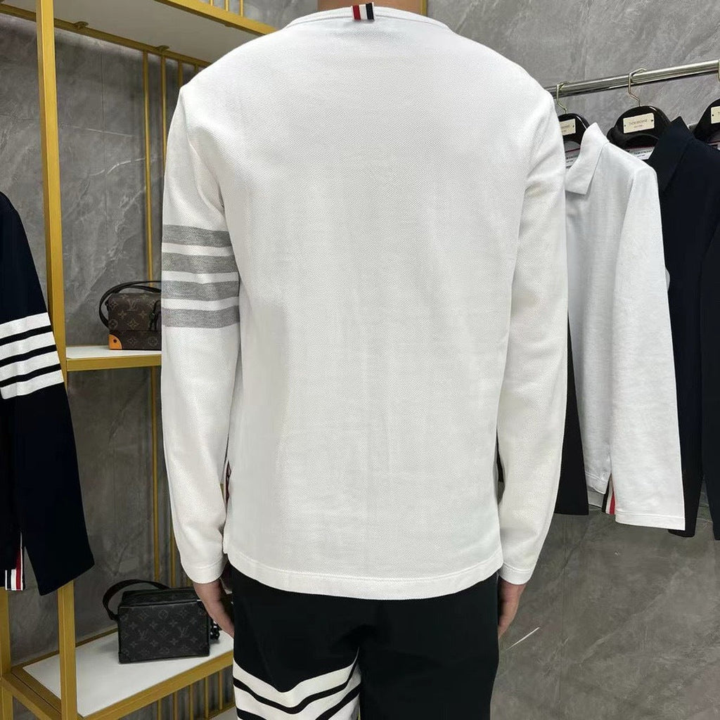 Classic Four-Bar Wool T-Shirt by Thom Browne, product detail view
