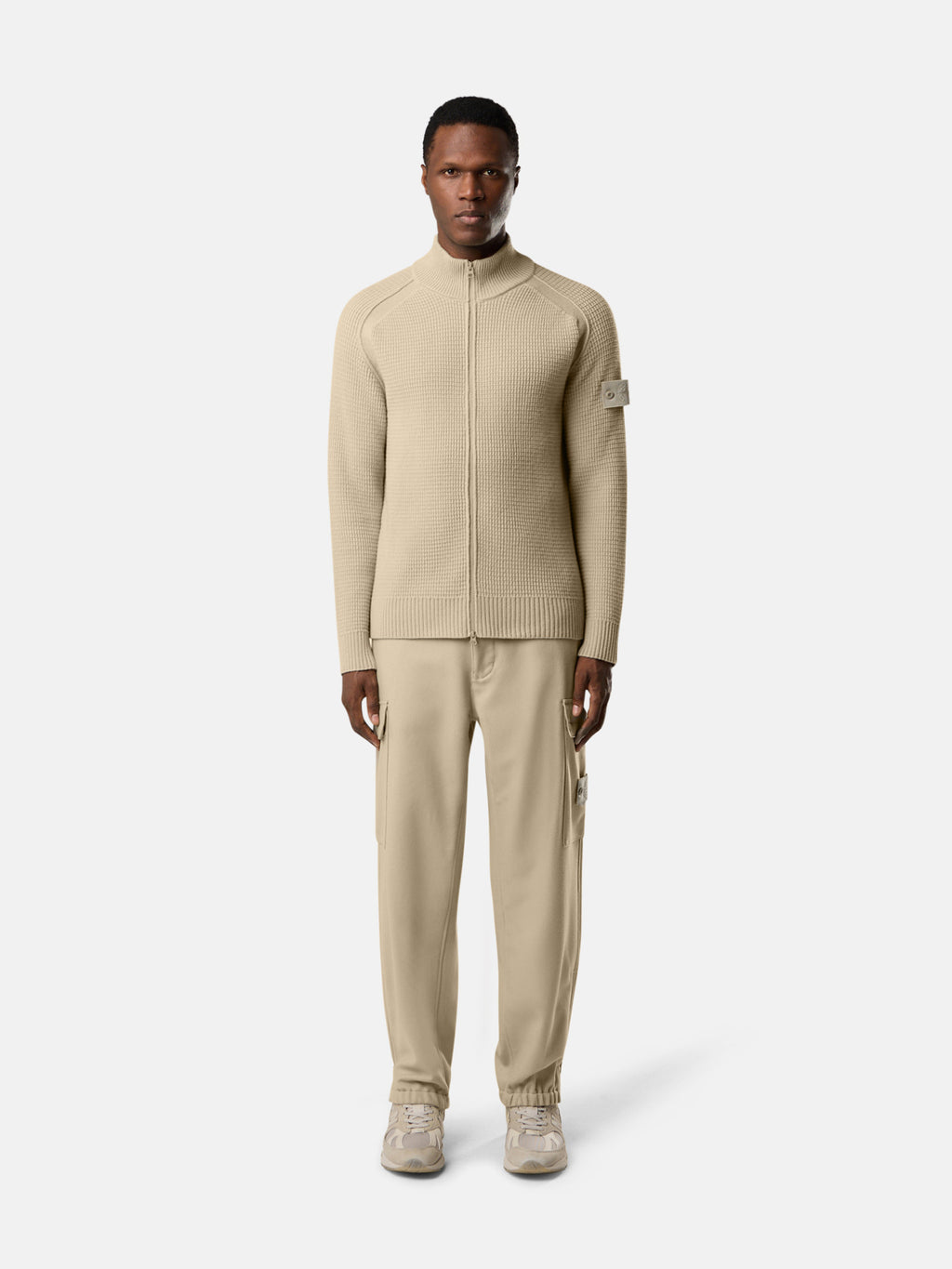 Stone Island Mock-Neck Zip-Up Knit Cardigan