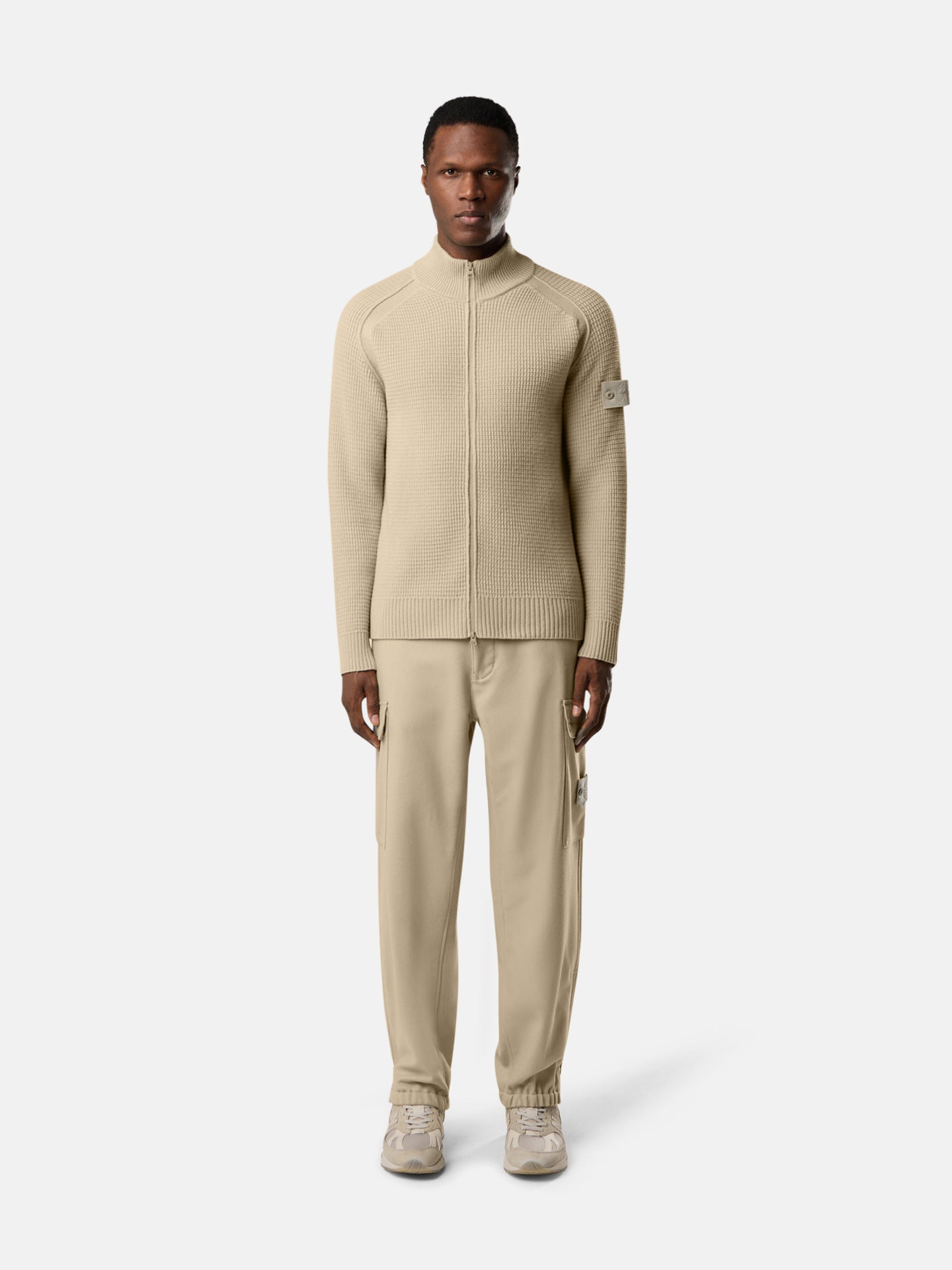 Stone Island Mock-Neck Zip-Up Knit Cardigan