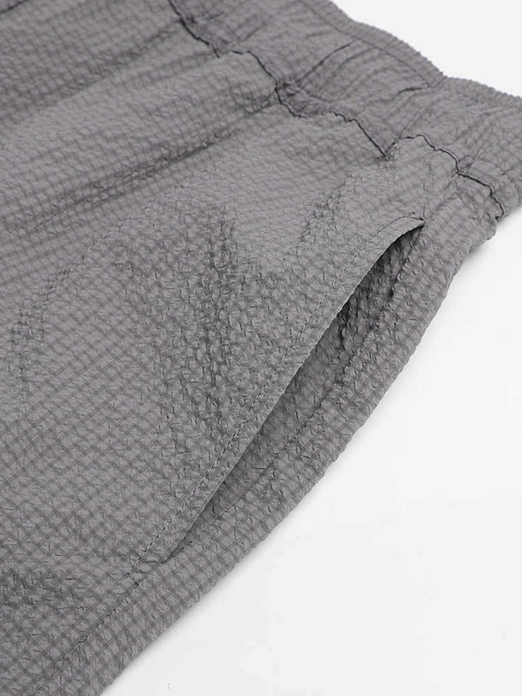 Thom Browne Style Men's Casual Shorts with Signature Four-Bar Detail - Image 7