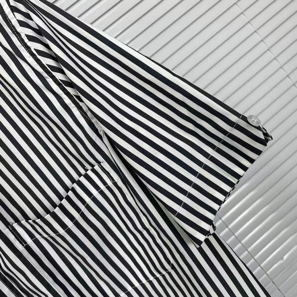 Striped Sailboat Embroidered Shirt — Unisex Short-Sleeve by Thom Browne, shirt detail view