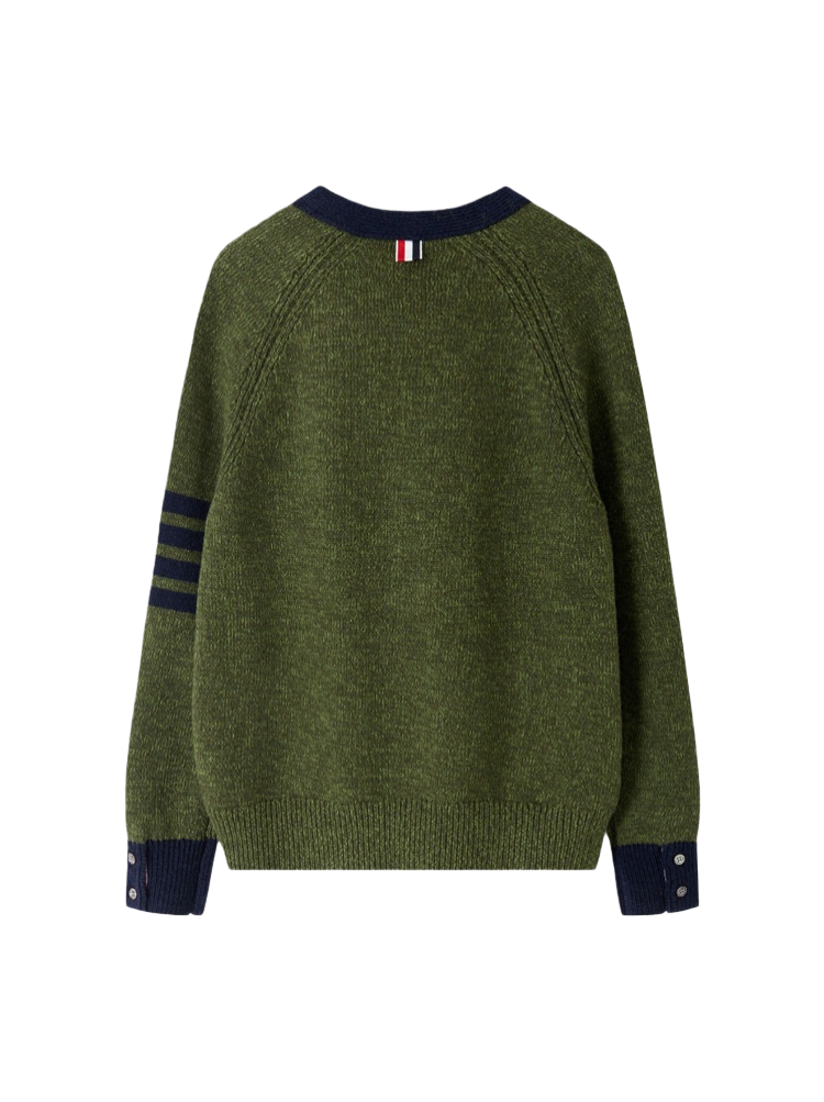 Unisex cardigan by Thom Browne, knitwear detail view