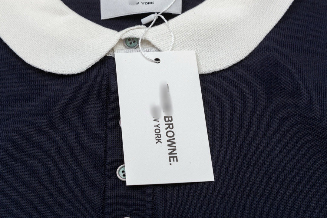 Four-Bar Stripe Knit Tee by Thom Browne, product detail view