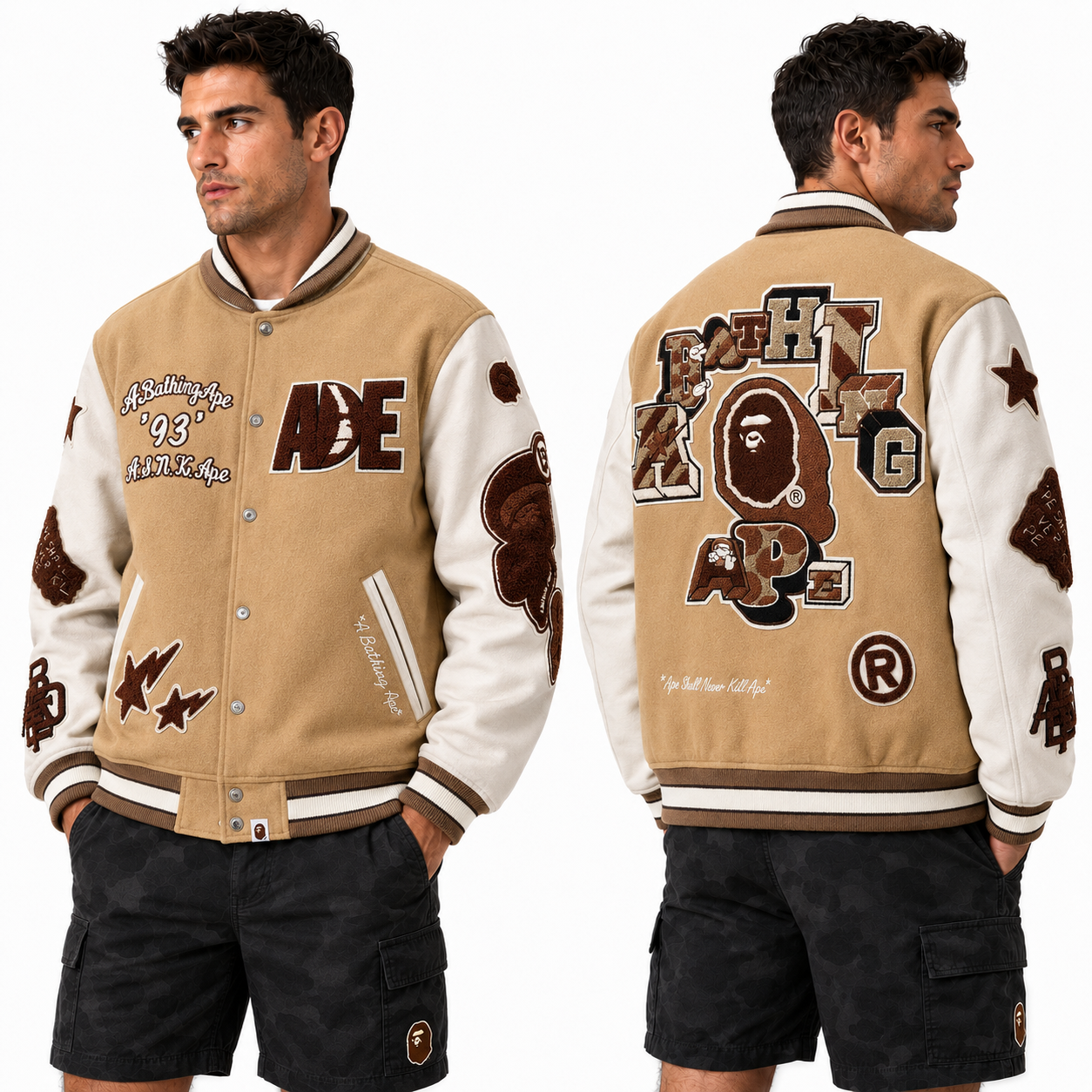 BAPE Leather Long Sleeve Baseball Jacket