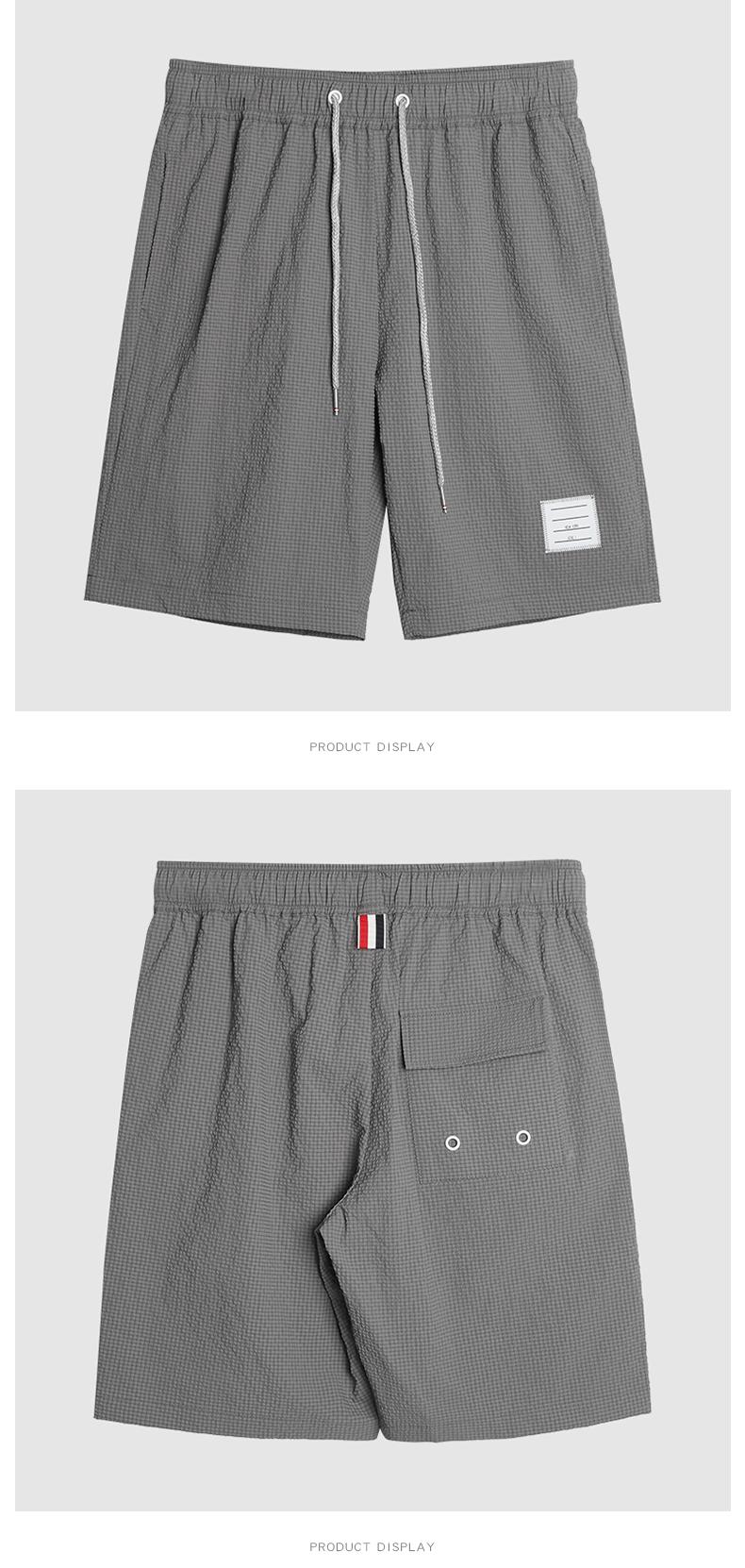 Thom Browne Style Seersucker Shorts - Lightweight Textured Summer Shorts - Image 4