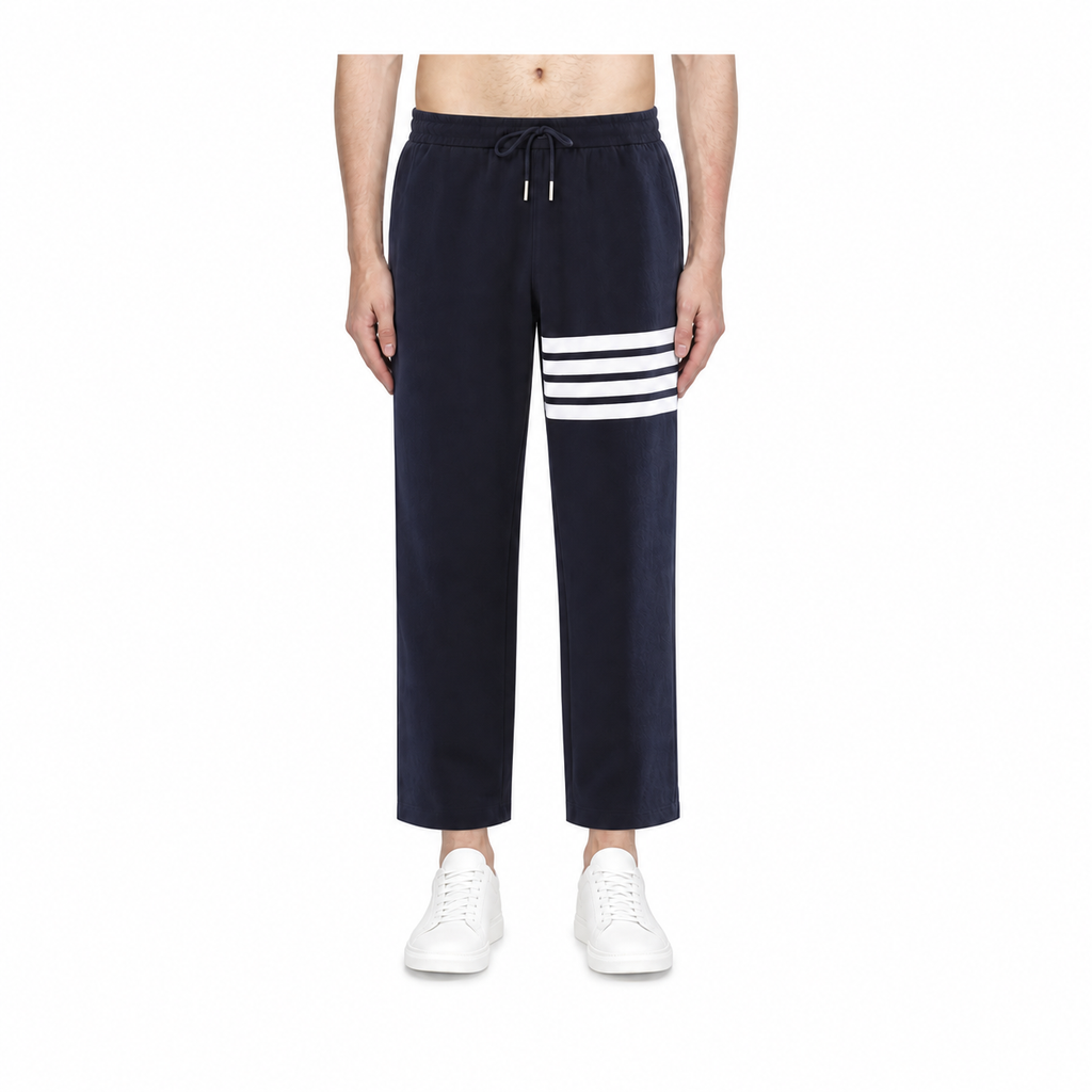 Thom Browne Style Men's Straight - Leg Cropped Trousers - 100% Cotton with Adjustable Backstrap with...