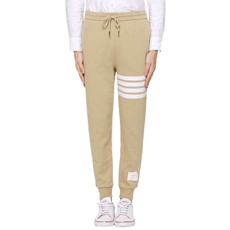 Thom Browne Style Unisex red sweatpants with Signature Four-Bar Detail - Image 2