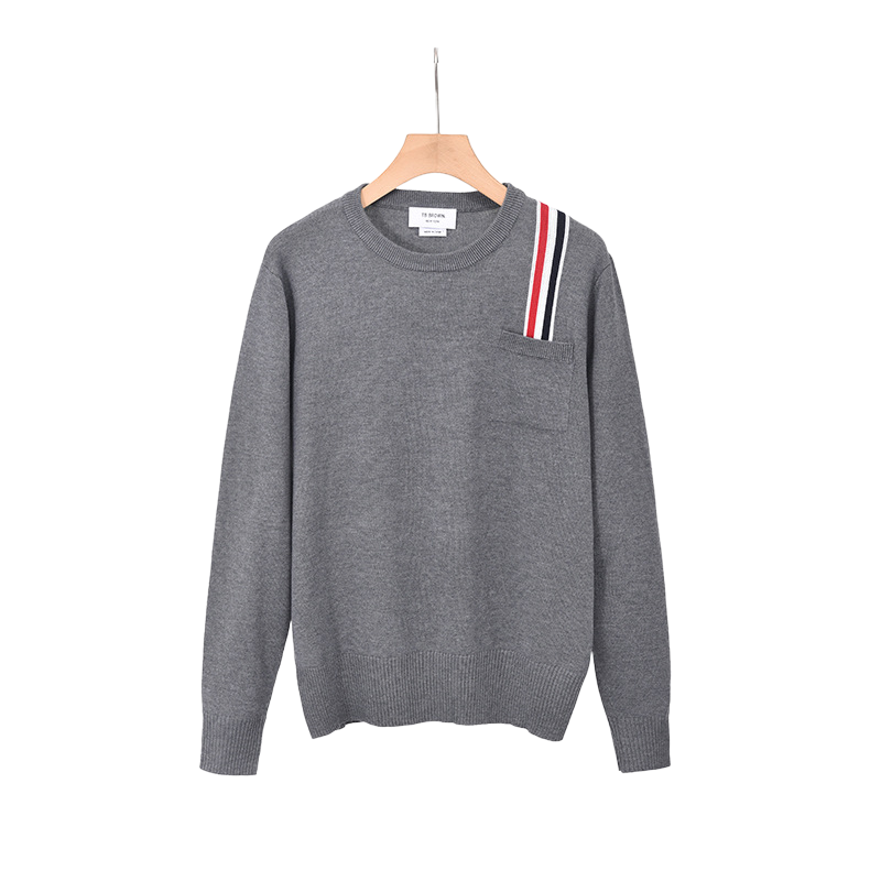 Four-Bar Wool Pullover Sweater by Thom Browne, knitwear detail view