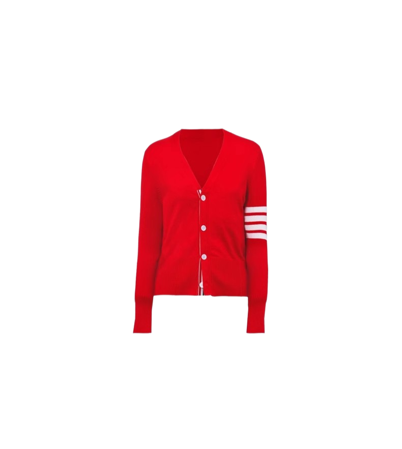 sweater jacket by Thom Browne, knitwear detail view