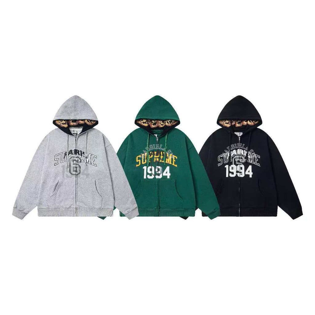 Letter Print Zip-Up Hoodie Jacket