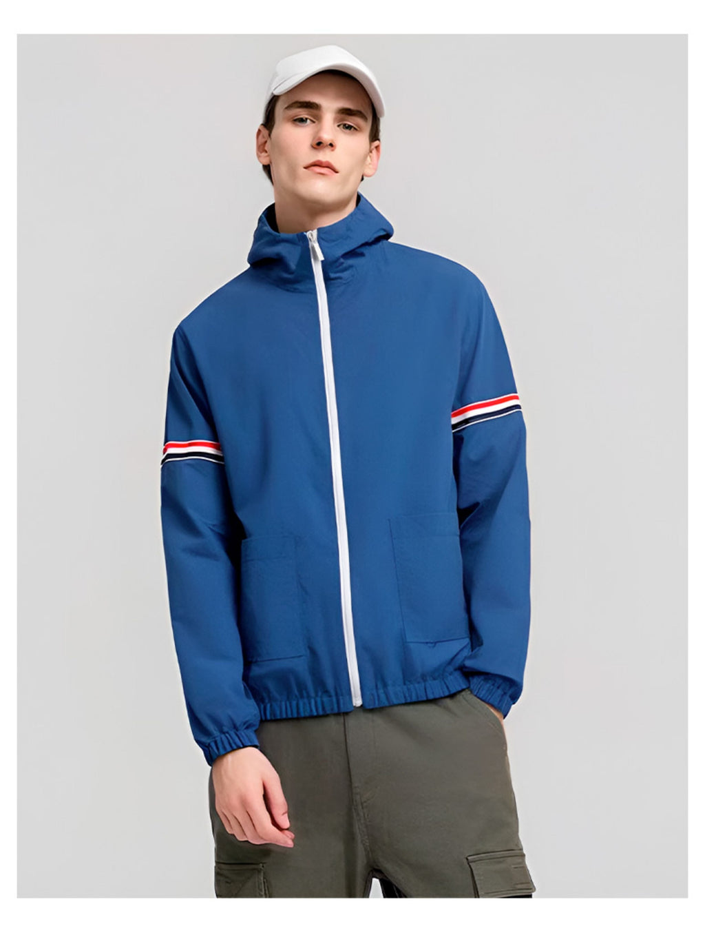 Unisex lightweight jacket by Thom Browne, outerwear detail view