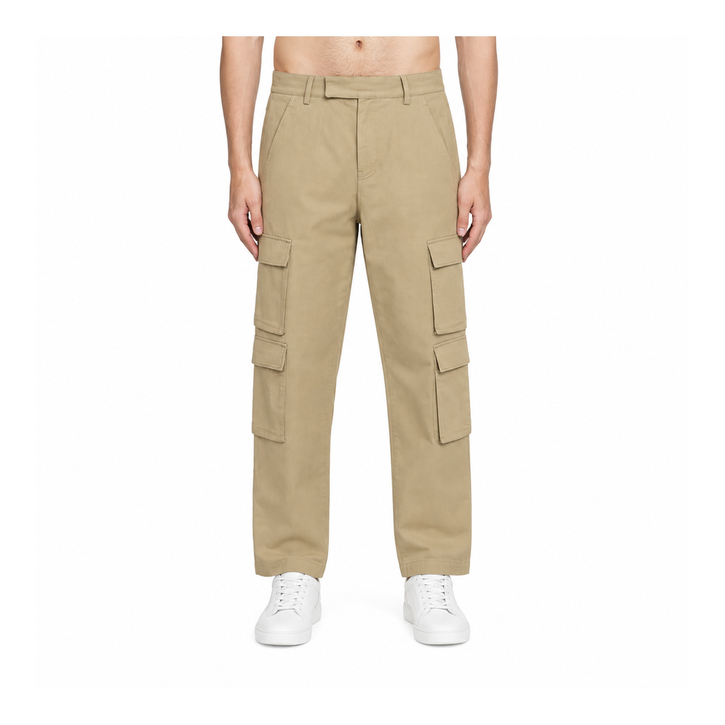 Thom Browne Style Men's Casual Cargo Pants - 100% Cotton with Adjustable Backstrap with Signature... - Main Image