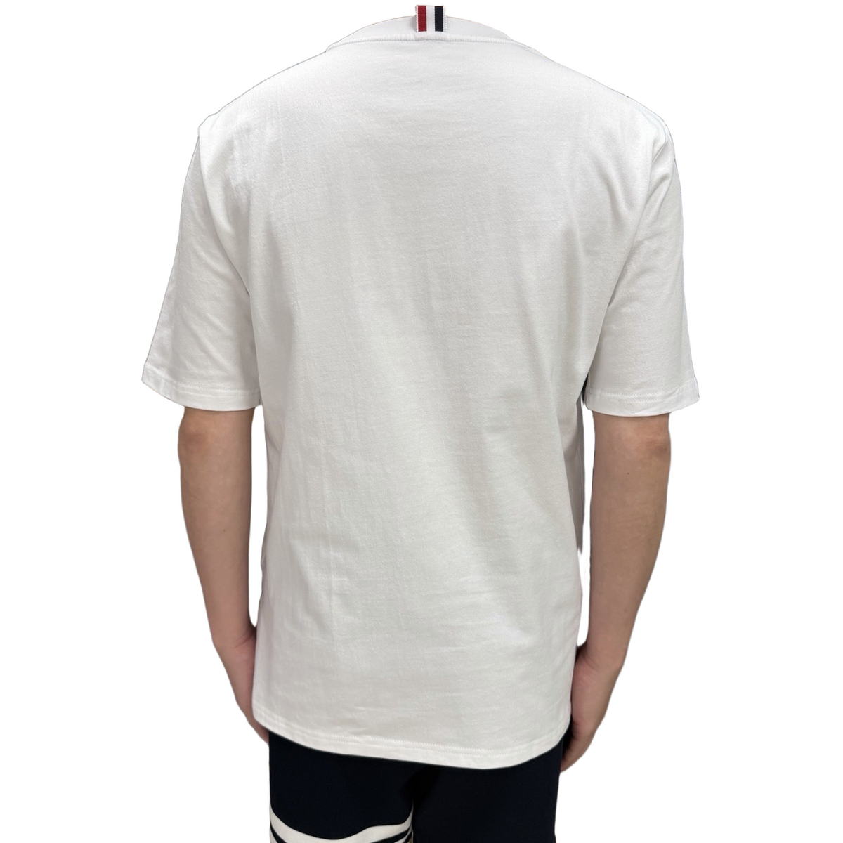 Four-Bar Crew Neck Short Sleeve T-Shirt by Thom Browne, product detail view