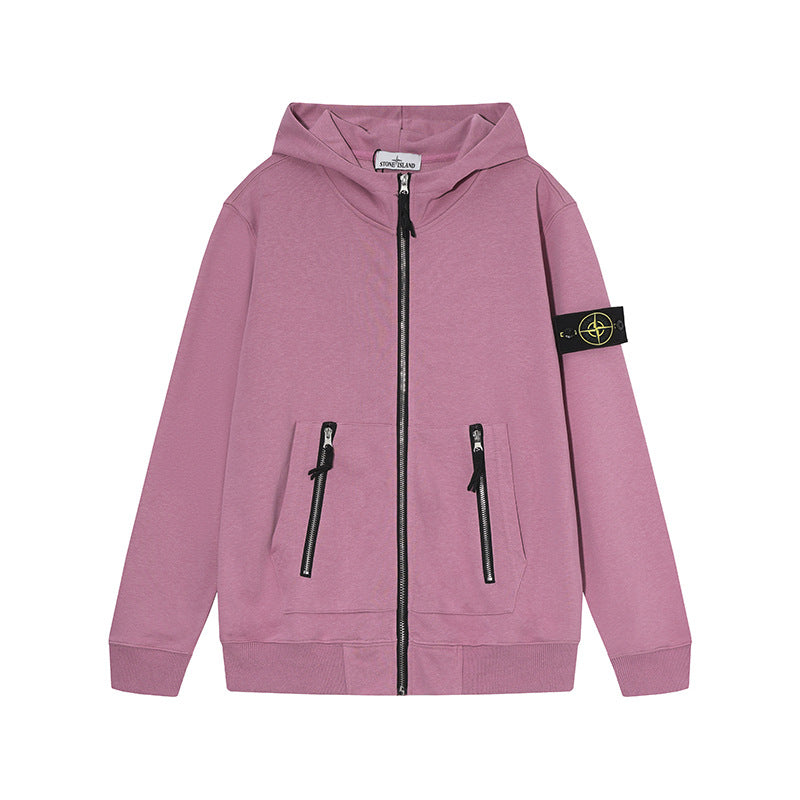 Stone Island Compass-Embroidered Zip-Up Hoodie