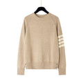 4 - Bar Cotton V - Neck Cardigan - Premium Khaki Knit Sweater by Thom Browne, knitwear detail view