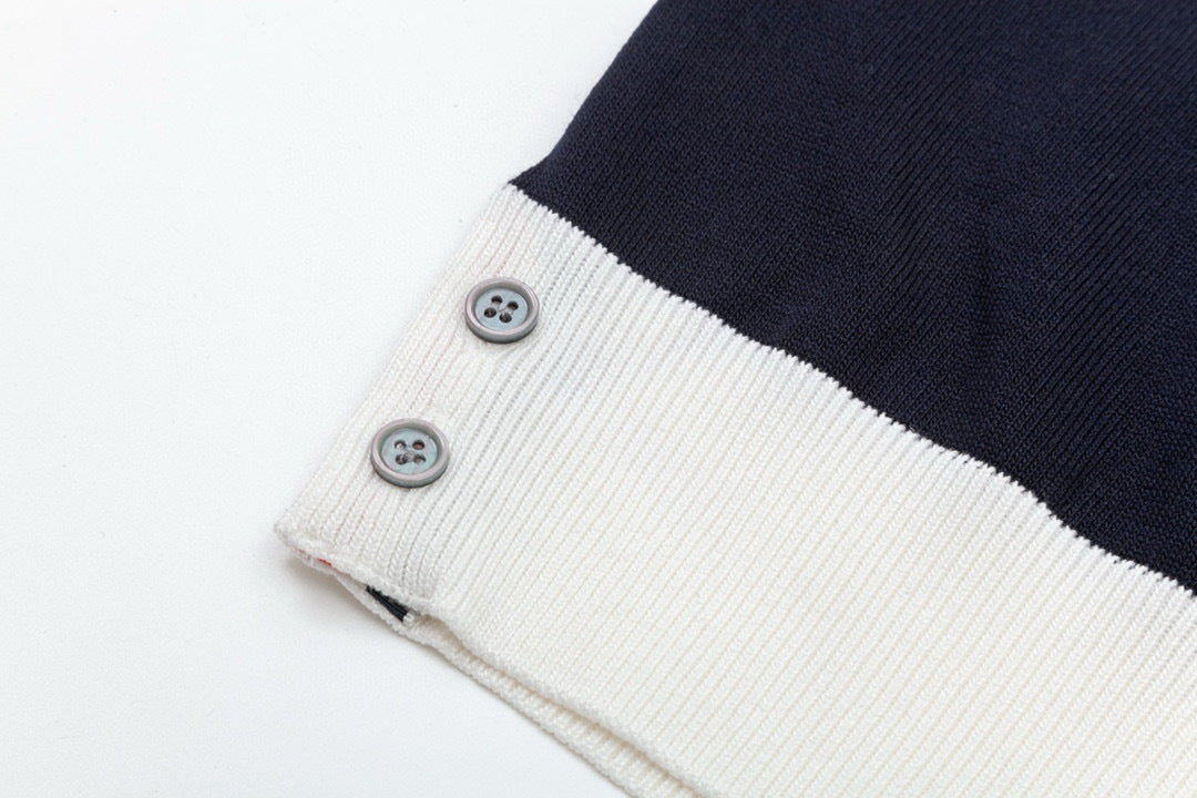 Four-Bar Stripe Knit Tee by Thom Browne, product detail view