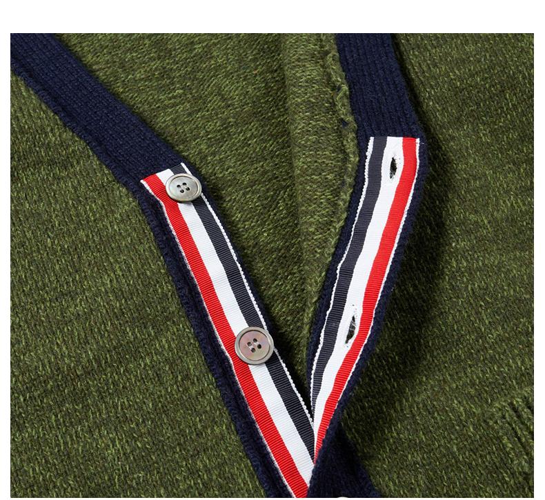 Unisex cardigan by Thom Browne, knitwear detail view