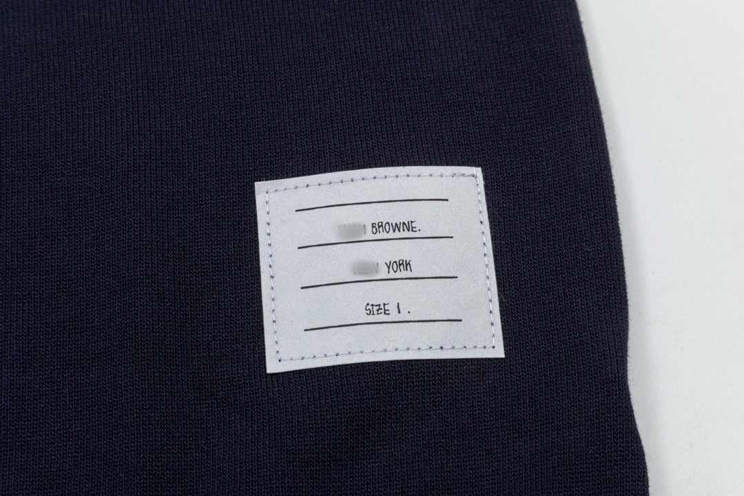 Four-Bar Stripe Knit Tee by Thom Browne, product detail view